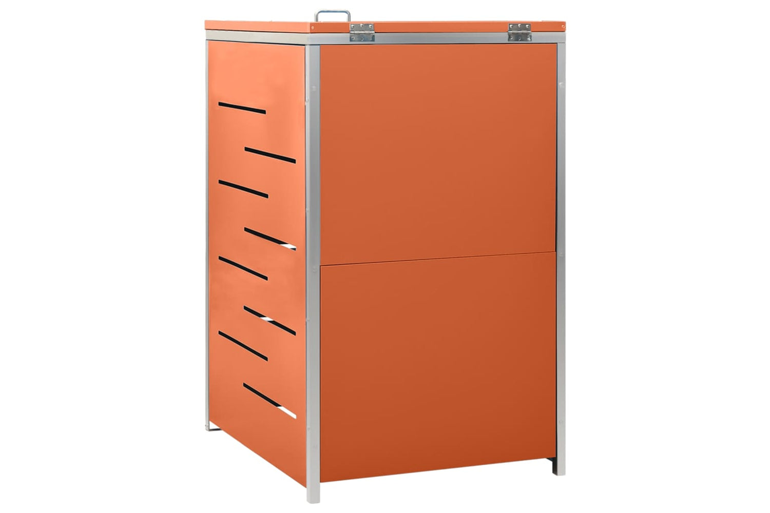vidaXL Single Wheelie Bin Shed 69x77.5x112.5cm Stainless Steel-6