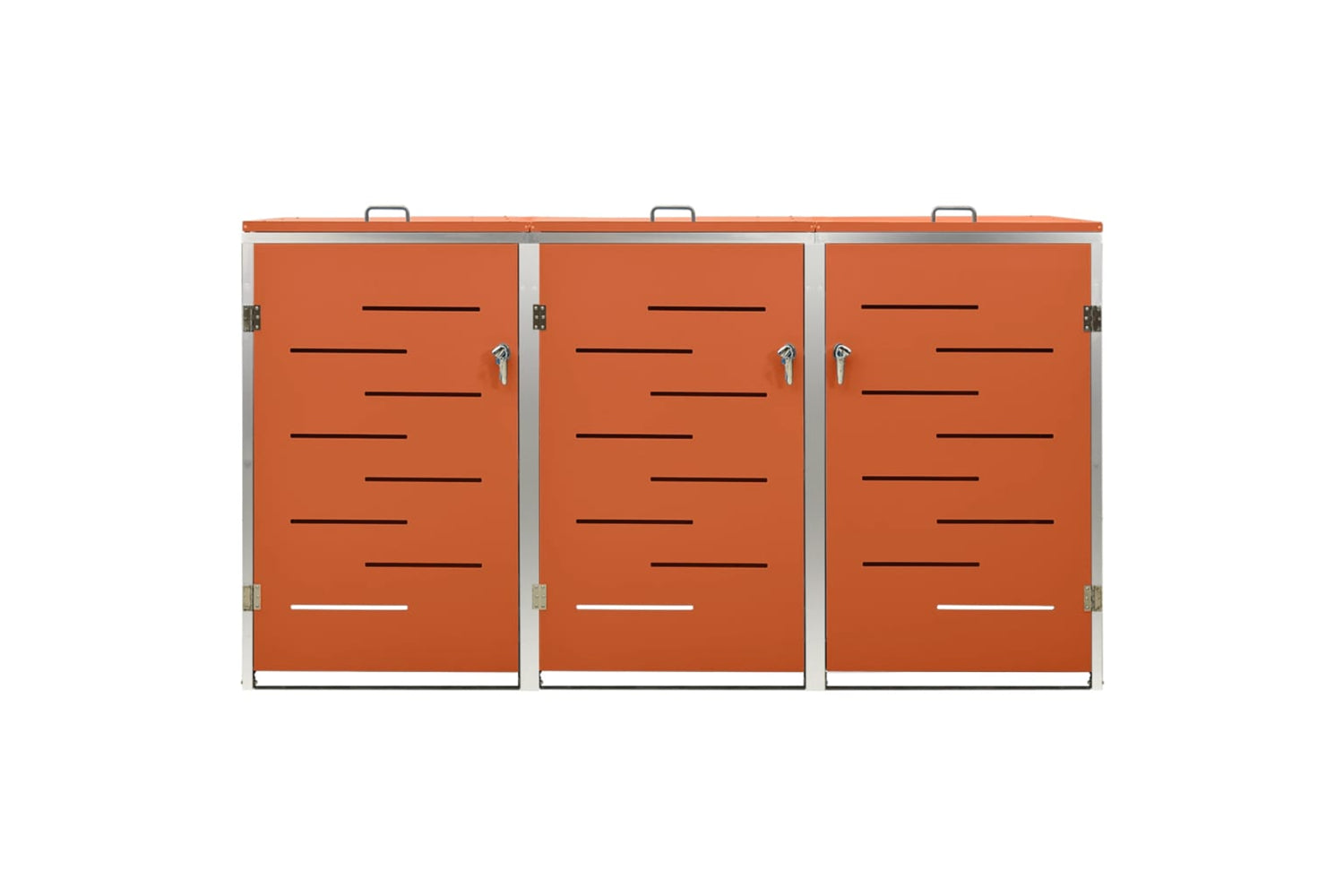 vidaXL Triple Wheelie Bin Shed 207x77.5x112.5cm Stainless Steel-4