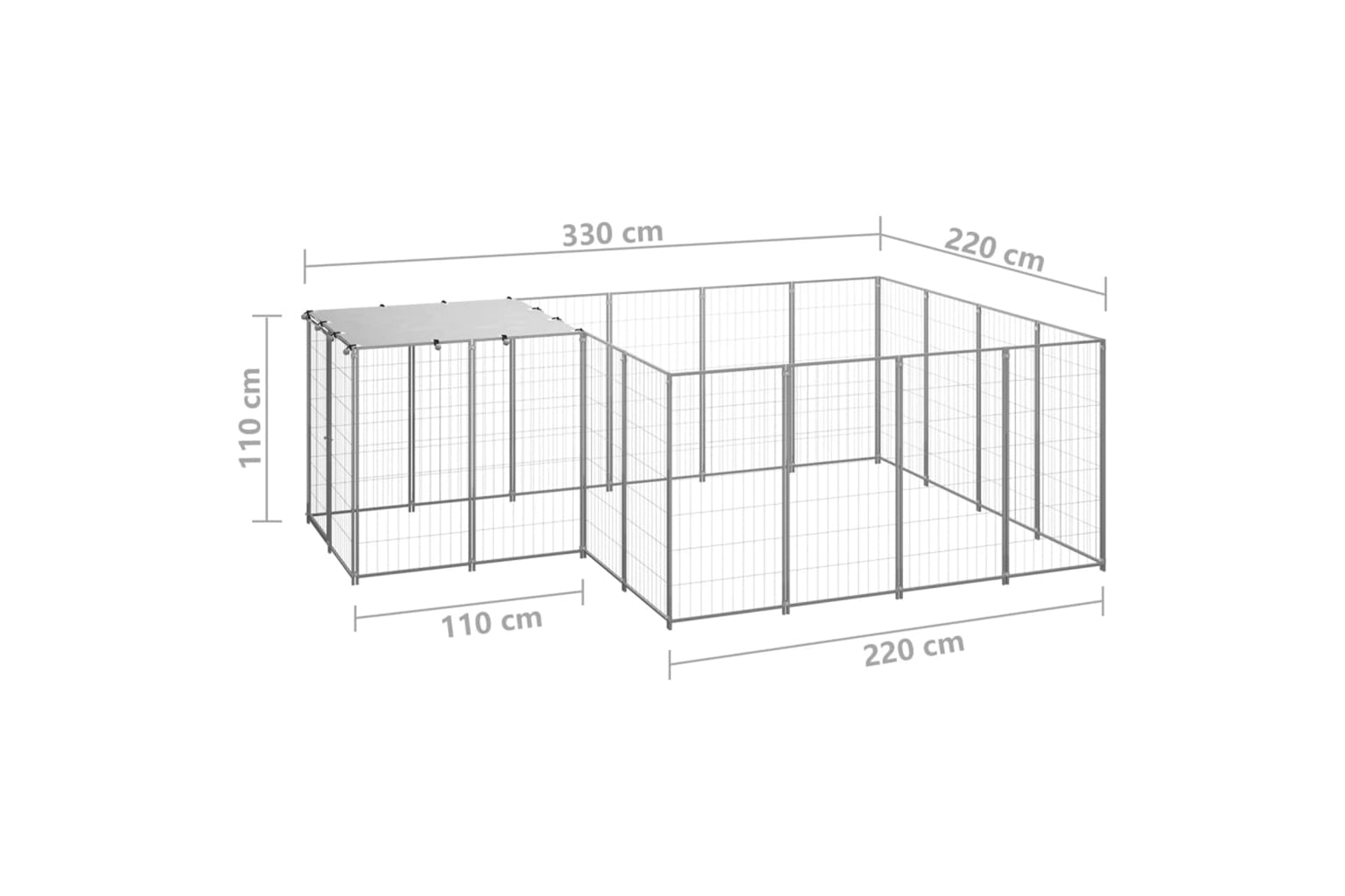 Vidaxl 3082208 Dog Kennel Silver 6.05 M2 Steel-6