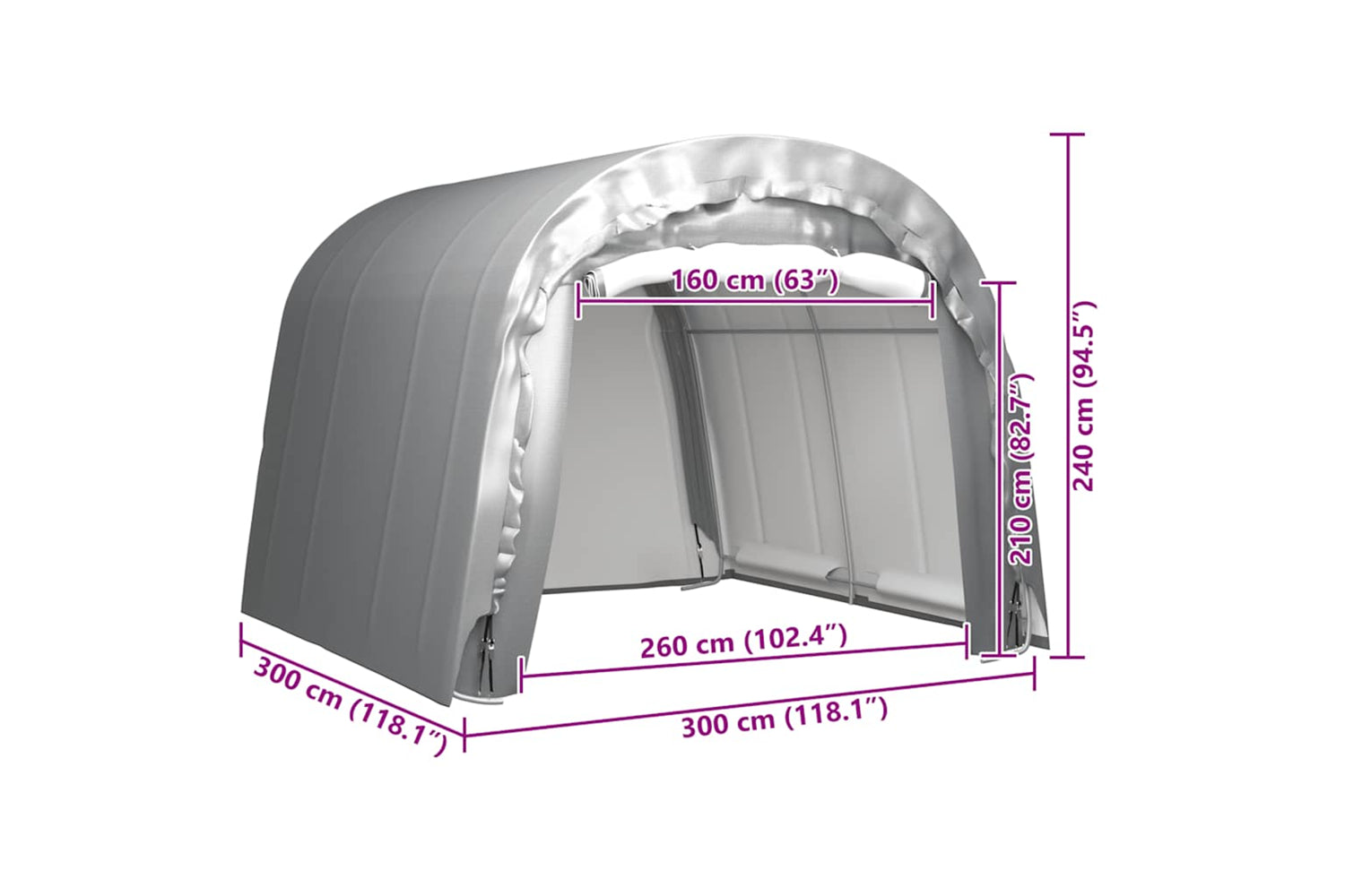 vidaXL 3079586 Storage Tent 300x300cm Steel Grey-5