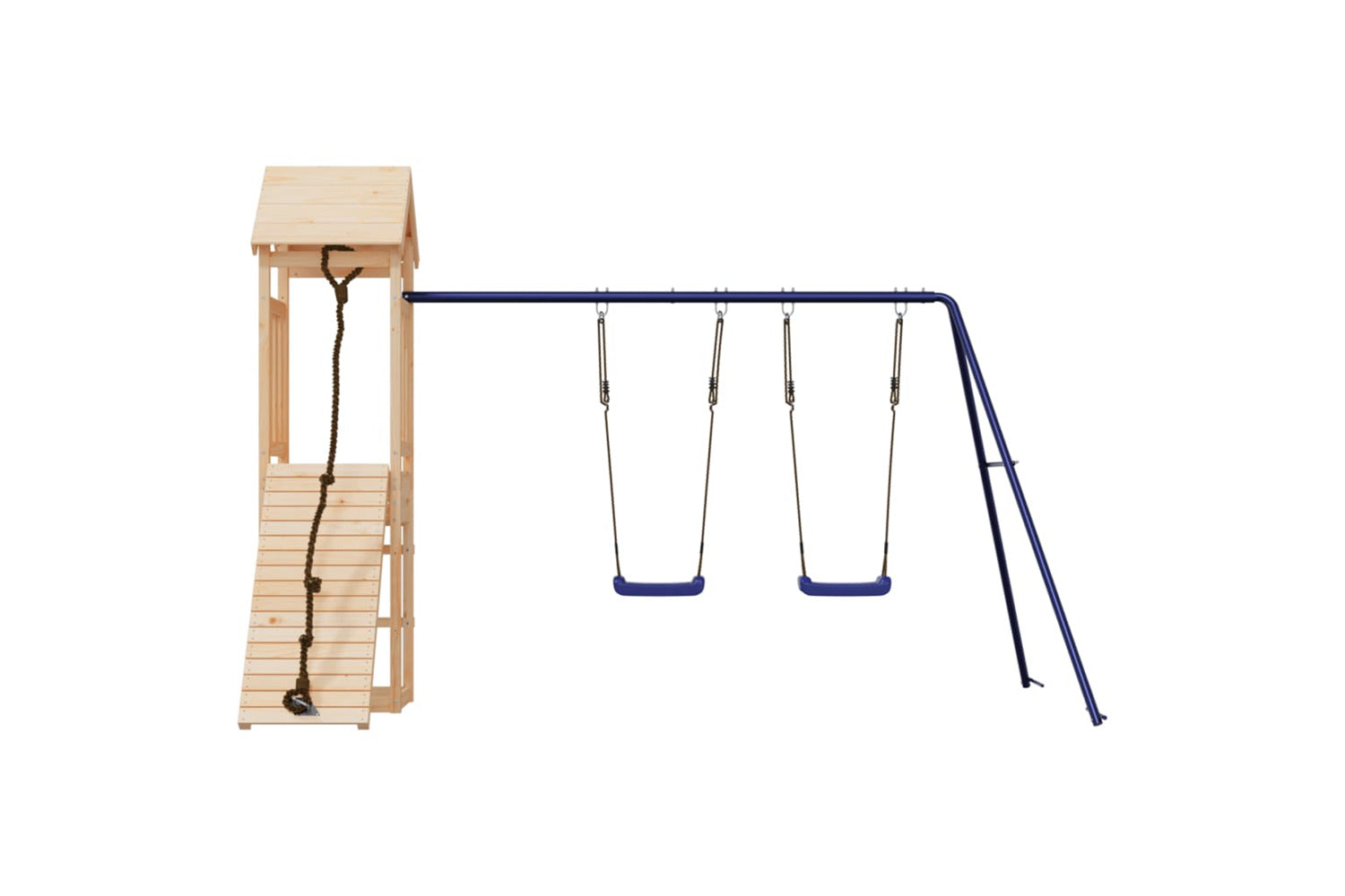Vidaxl 3155816 Playhouse With Climbing Wall Swings Solid Wood Pine-4