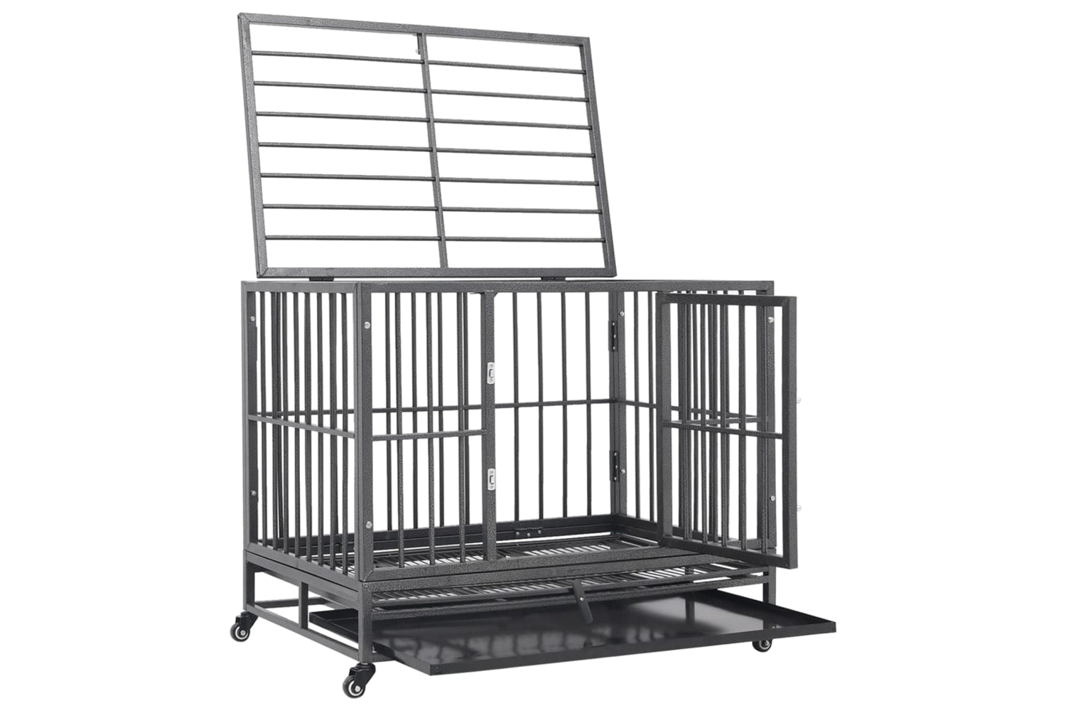 vidaXL 171491 Dog Cage With Wheels Steel 92x62x76cm-5