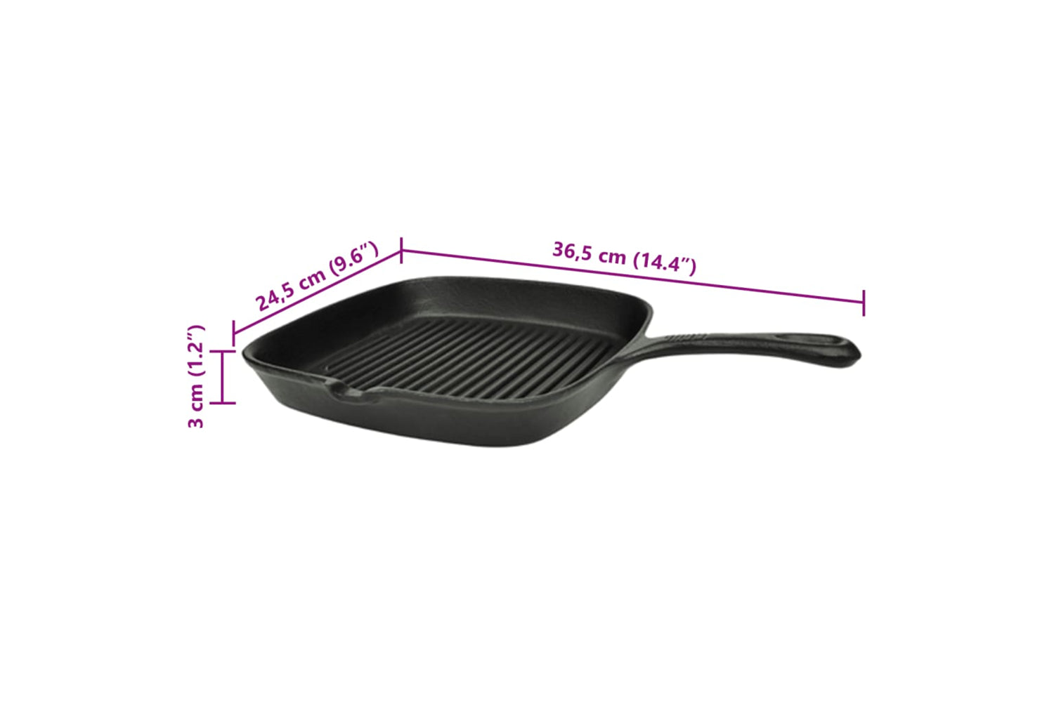 vidaXL 50123 Grill Pan Cast Iron 24x23cm-4