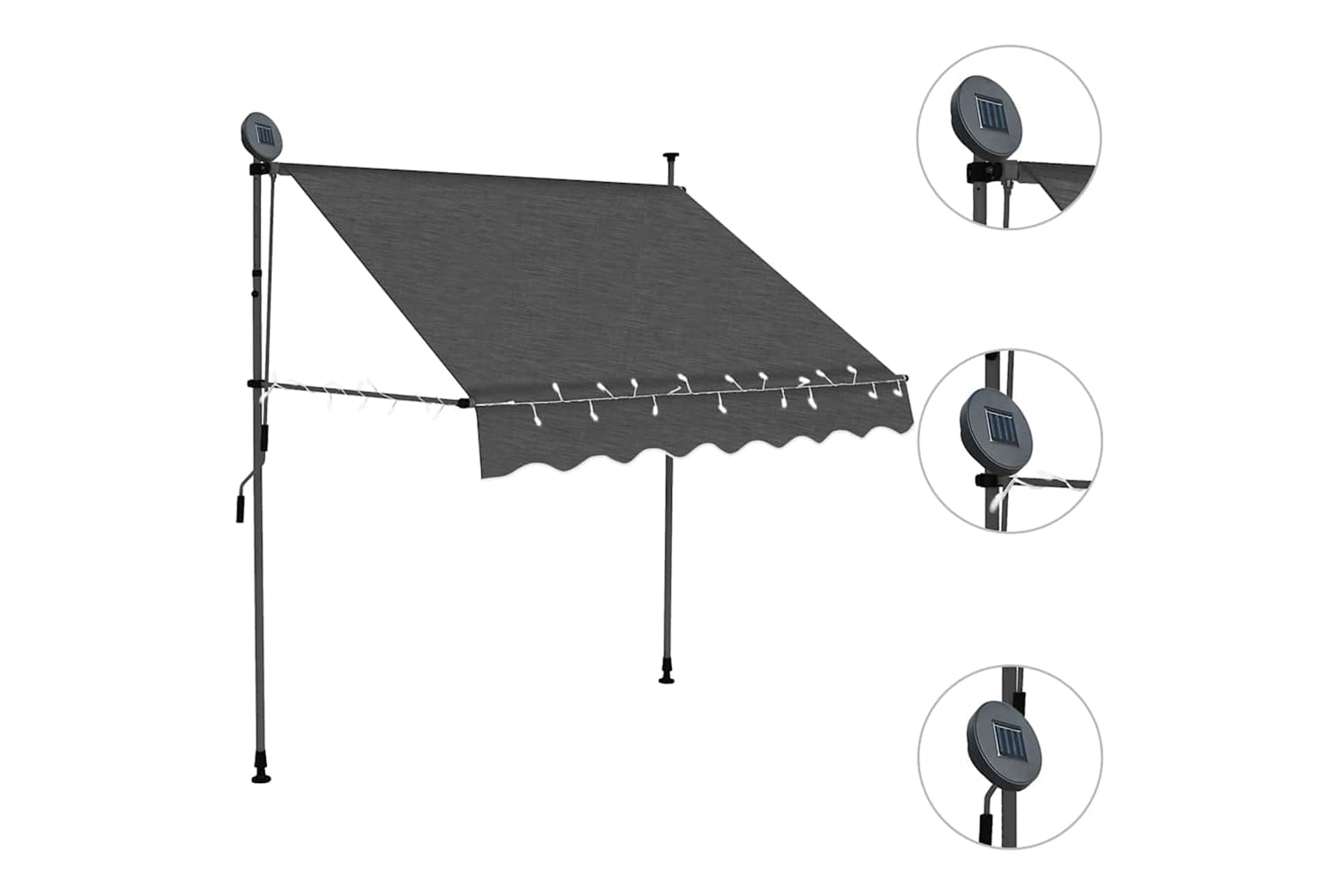 vidaXL 145864 Manual Retractable Awning With Led 200cm Anthracite-3