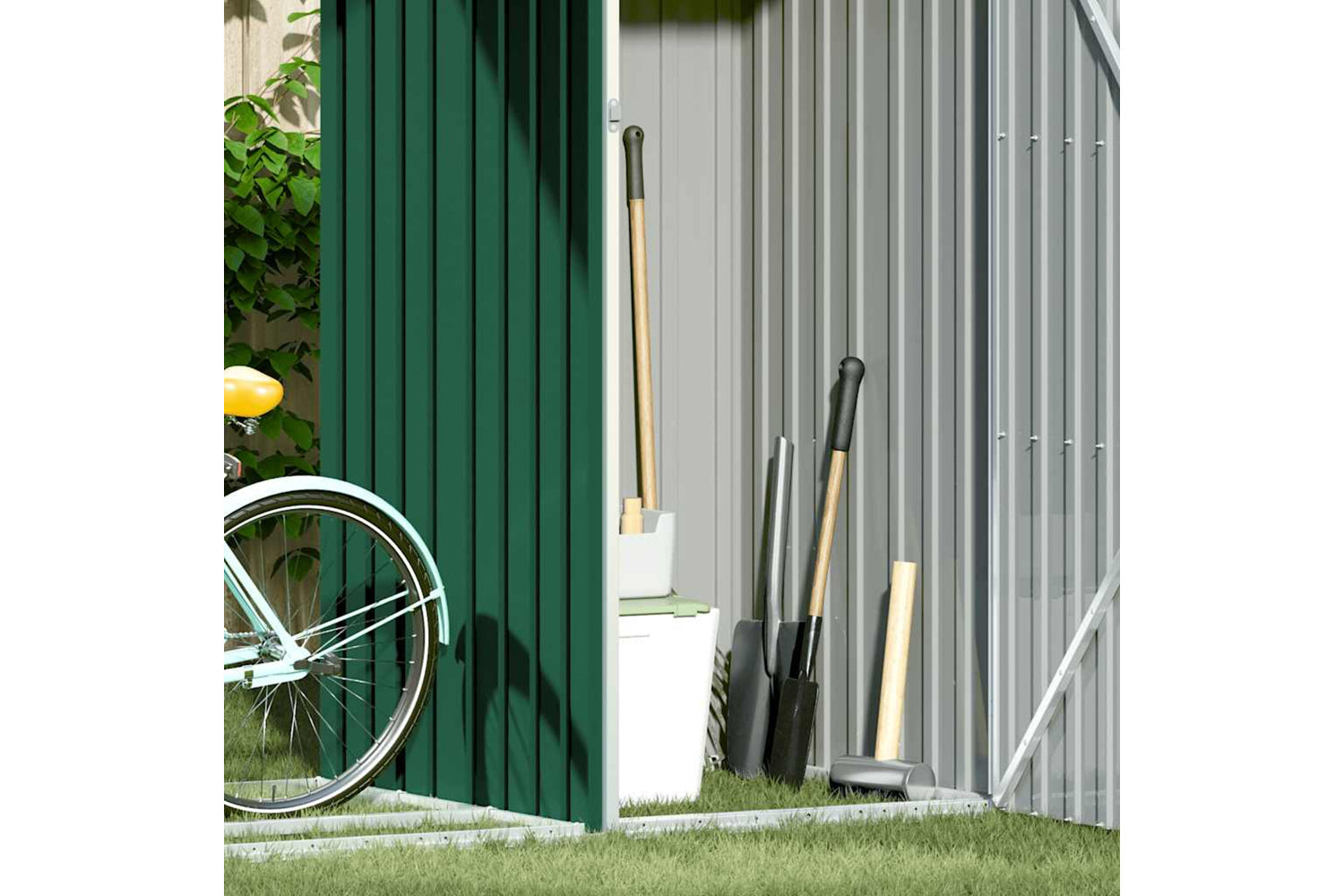 vidaXL 46293 Garden Firewood Shed Green 245x98x159cm Galvanised Steel-3