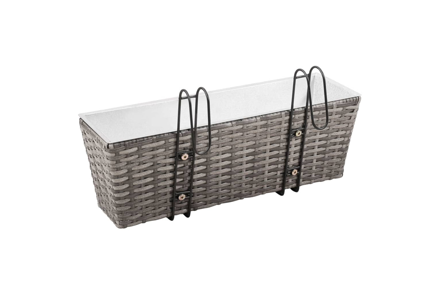 vidaXL 45428 Balcony Raised Beds 2 Pcs 50cm Grey Poly Rattan-4