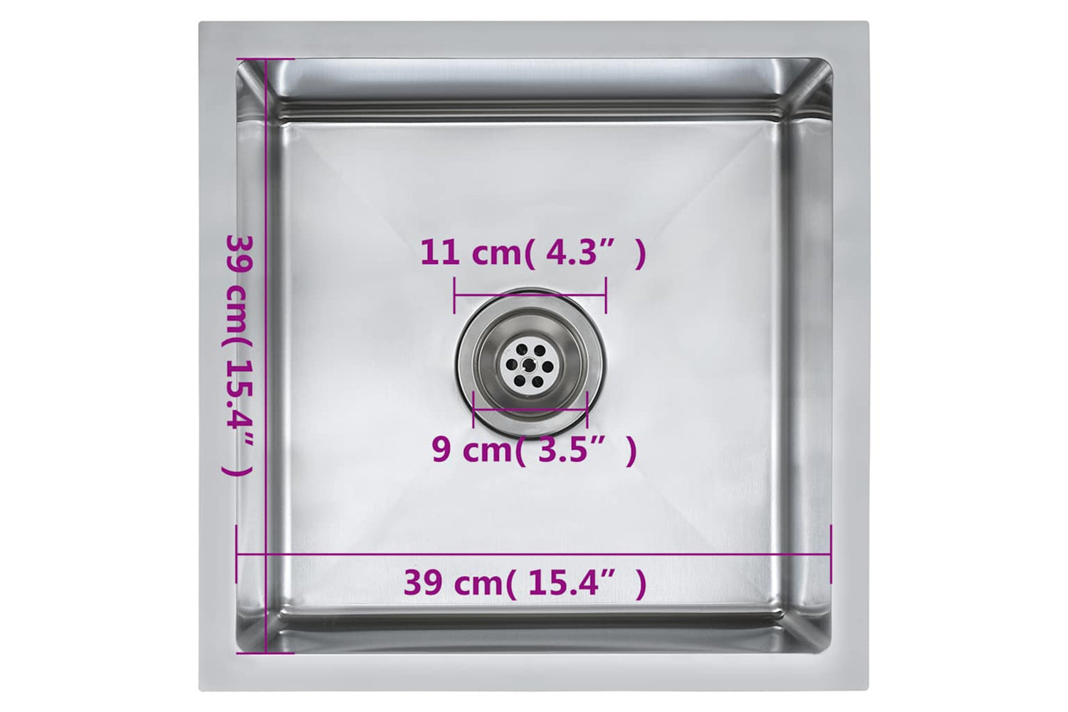 Vidaxl 145077 Handmade Kitchen Sink Stainless Steel-8