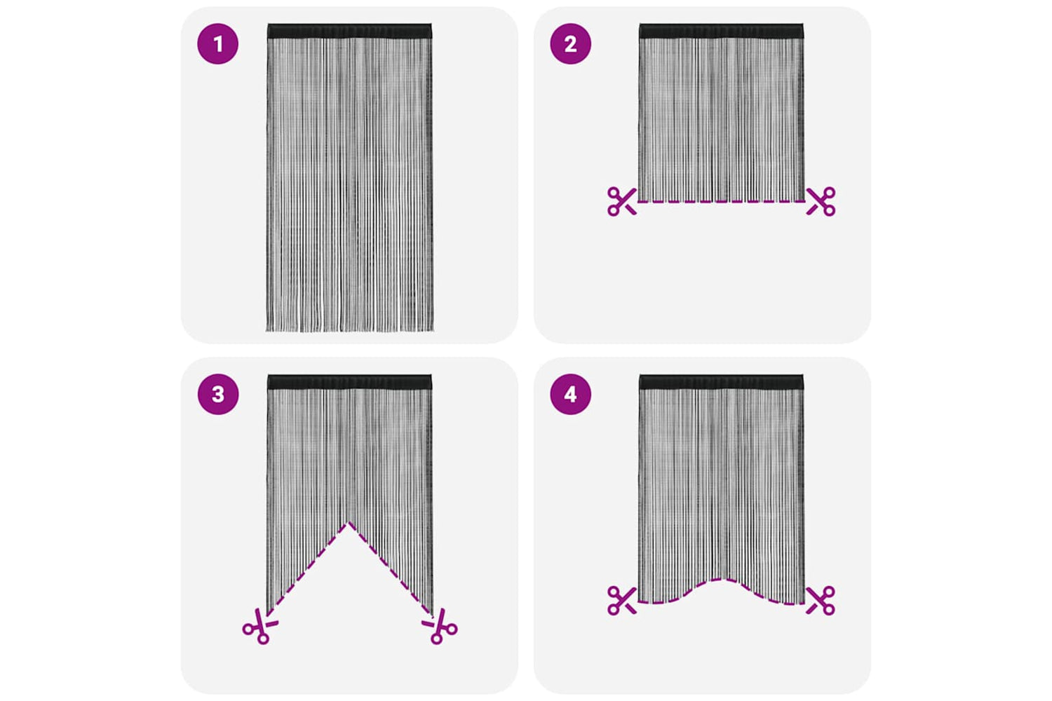 vidaXL 132400 String Curtains 2 Pcs 100x250cm Black-6