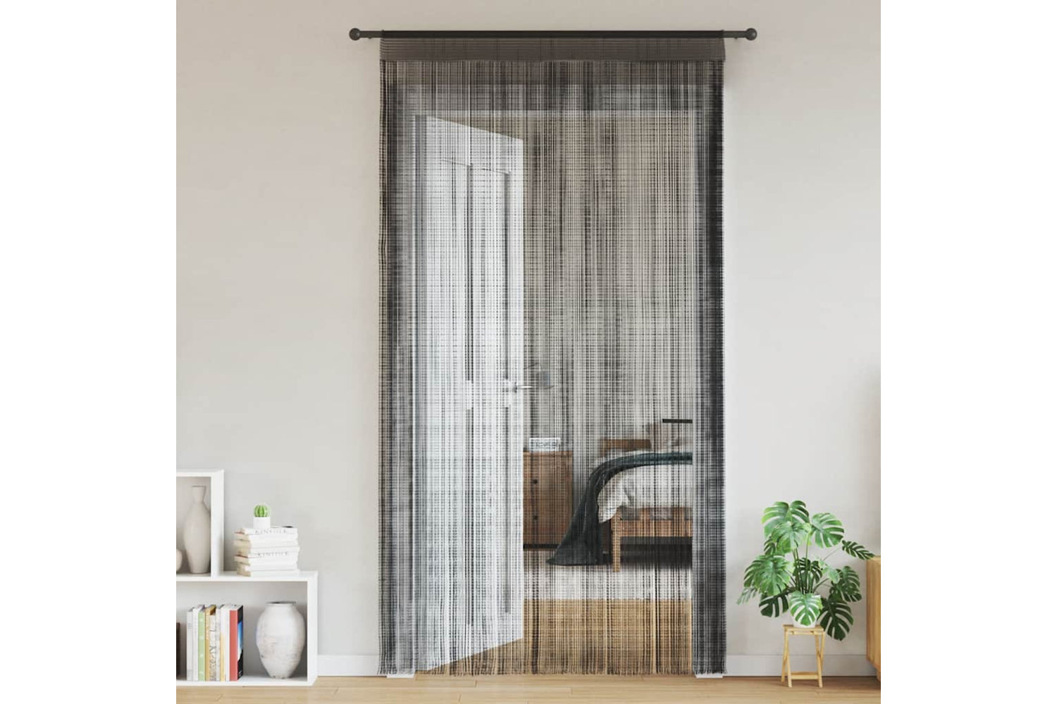 vidaXL 132400 String Curtains 2 Pcs 100x250cm Black-2
