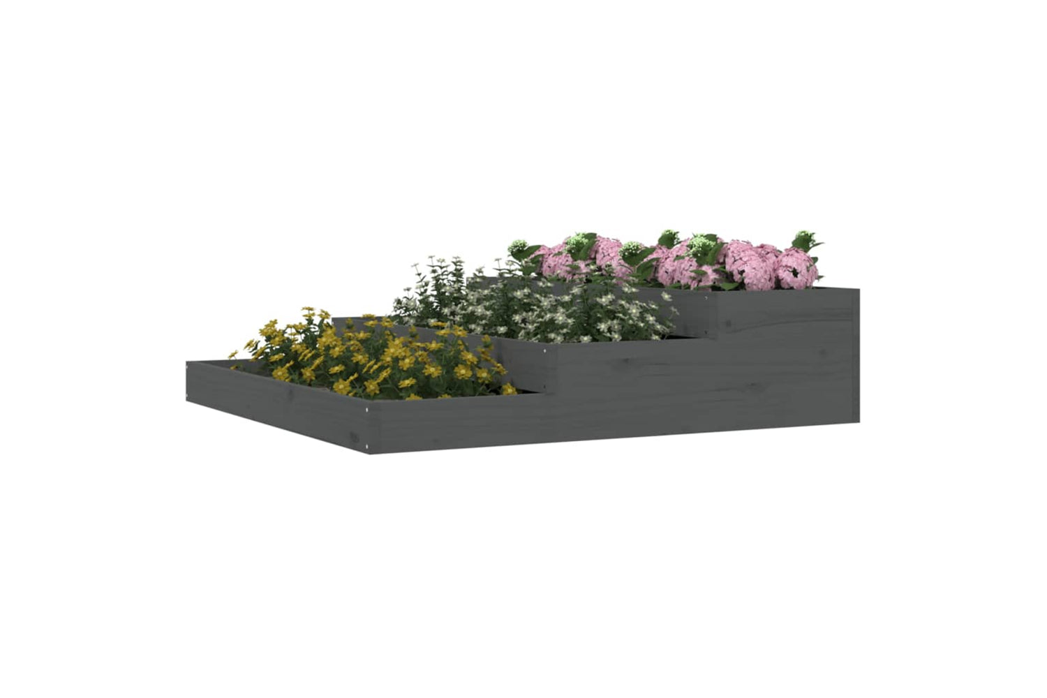 vidaXL 823915 Planter Grey 107x107x27cm Solid Wood Pine-2