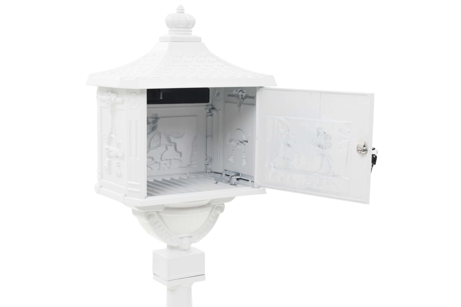 Vidaxl 43894 Pedestal Letterbox Aluminium Vintage Style Rustproof White-8