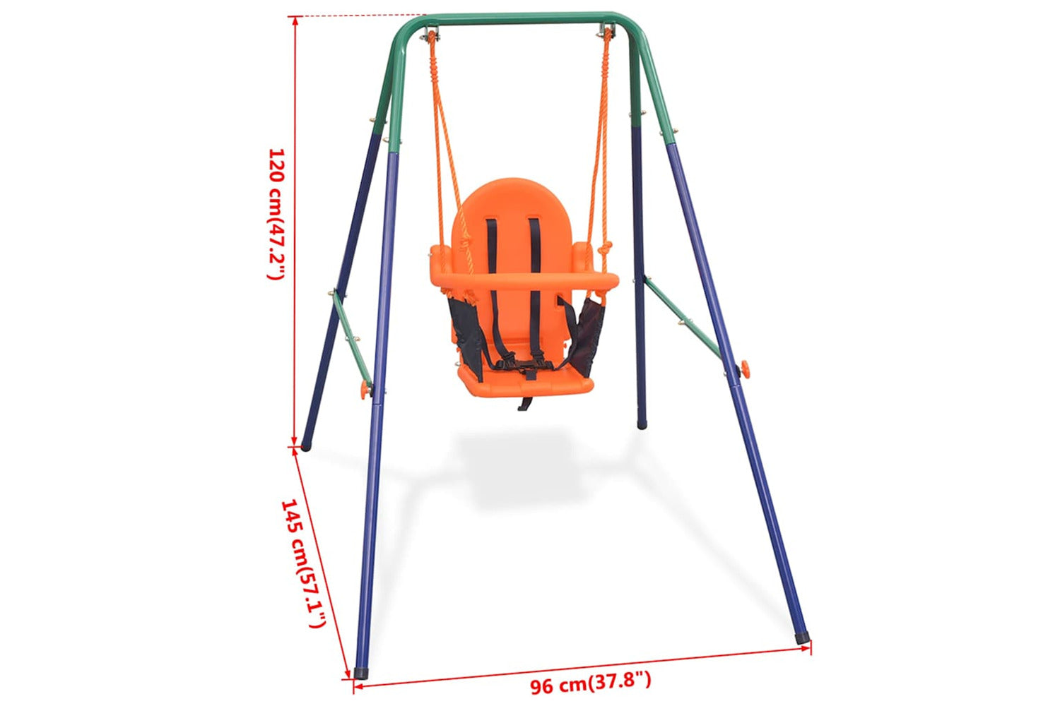 Vidaxl Toddler Swing Set With Safety Harness Orange-7
