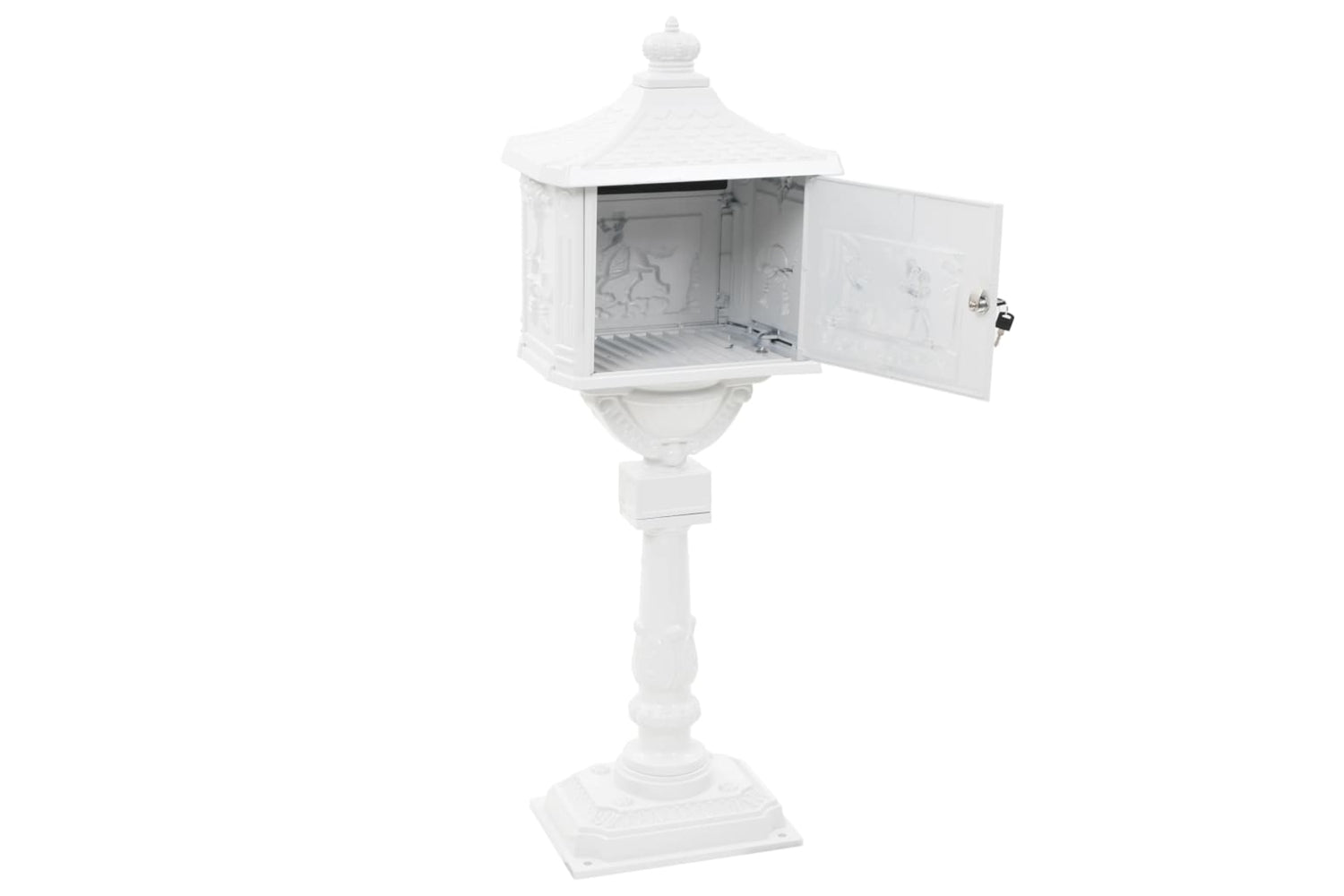 Vidaxl 43894 Pedestal Letterbox Aluminium Vintage Style Rustproof White-7