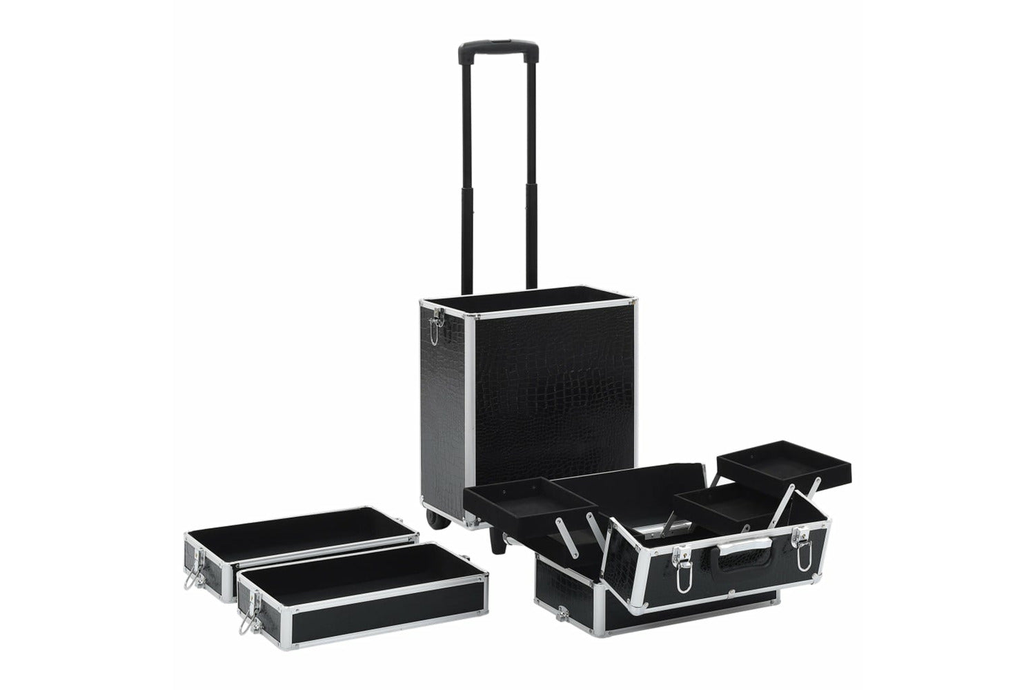 Vidaxl 91817 Make-up Trolley Aluminium Black With Crocodile Pattern-3