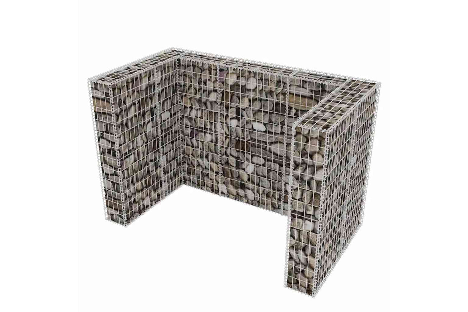 vidaXL 142559 Gabion Double Wheelie Bin Surround Steel 180x100x120cm-2