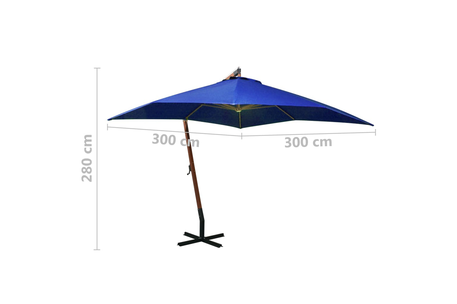 Vidaxl 313779 Hanging Parasol With Pole Azure Blue 3x3 M Solid Fir Wood-8