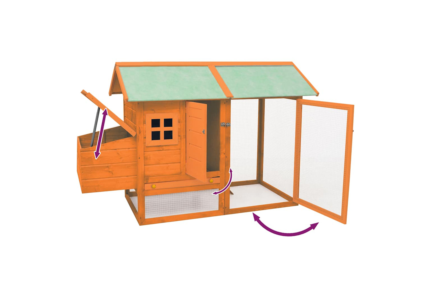 vidaXL 170644 Chicken Cage Solid Pine & Fir Wood 170x81x110cm-6