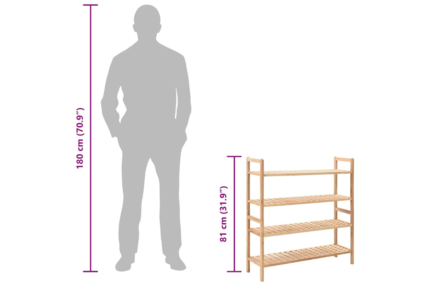 vidaXL 247103 Shoe Rack Solid Walnut Wood 69x26x81cm-7