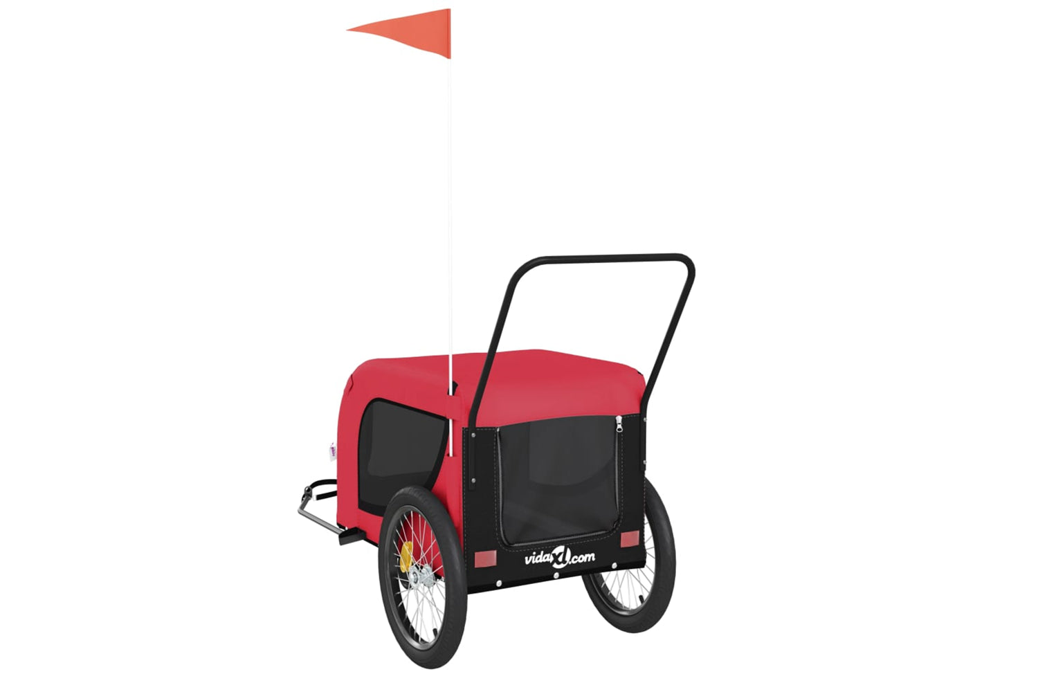 Vidaxl 94027 Pet Bike Trailer Red And Black Oxford Fabric And Iron-6