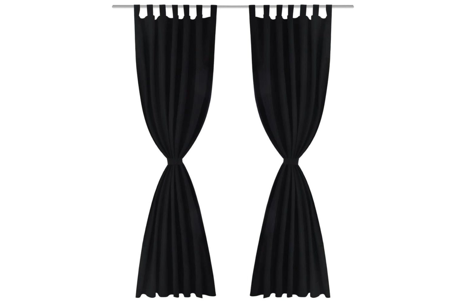vidaXL 130353 2 Pcs Black Micro-satin Curtains With Loops 140 X 175cm-2