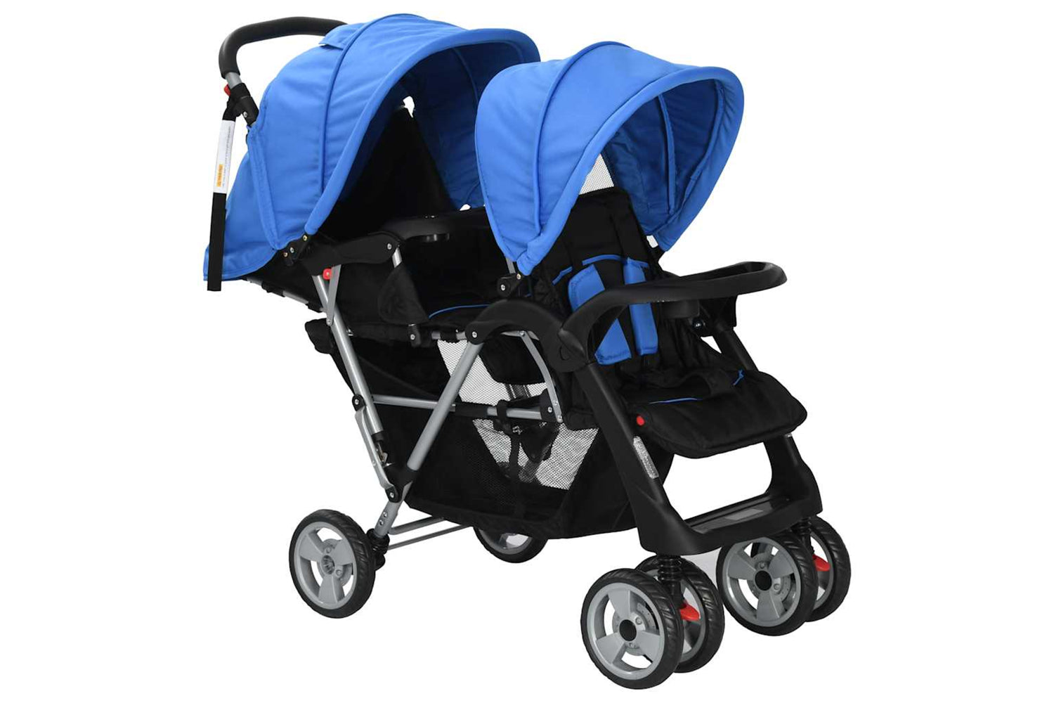 Vidaxl Tandem Stroller Steel Blue/Black-2