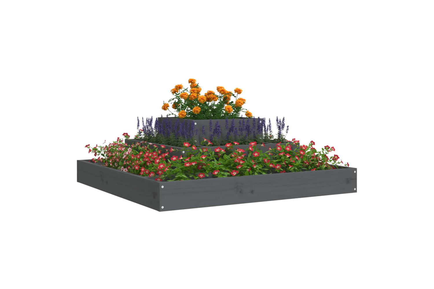 vidaXL 823866 Planter Grey 80x80x27cm Solid Wood Pine-2