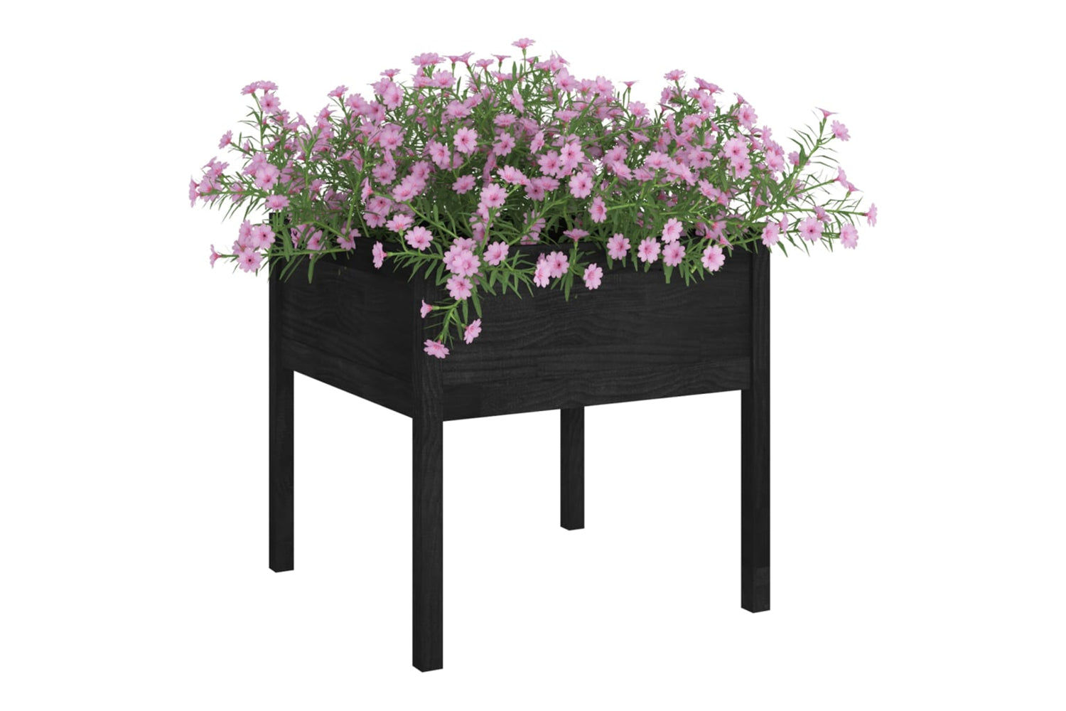 vidaXL 810818 Garden Planters 2 Pcs Black 70x70x70cm Solid Pinewood-2