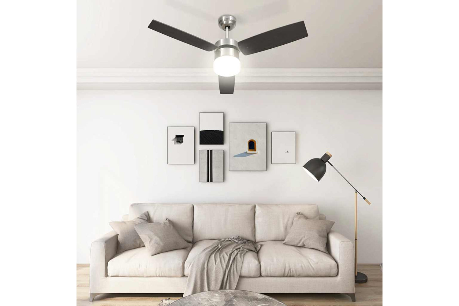vidaXL 51491 Ceiling Fan With Light And Remote Control 108cm Dark Brown-2