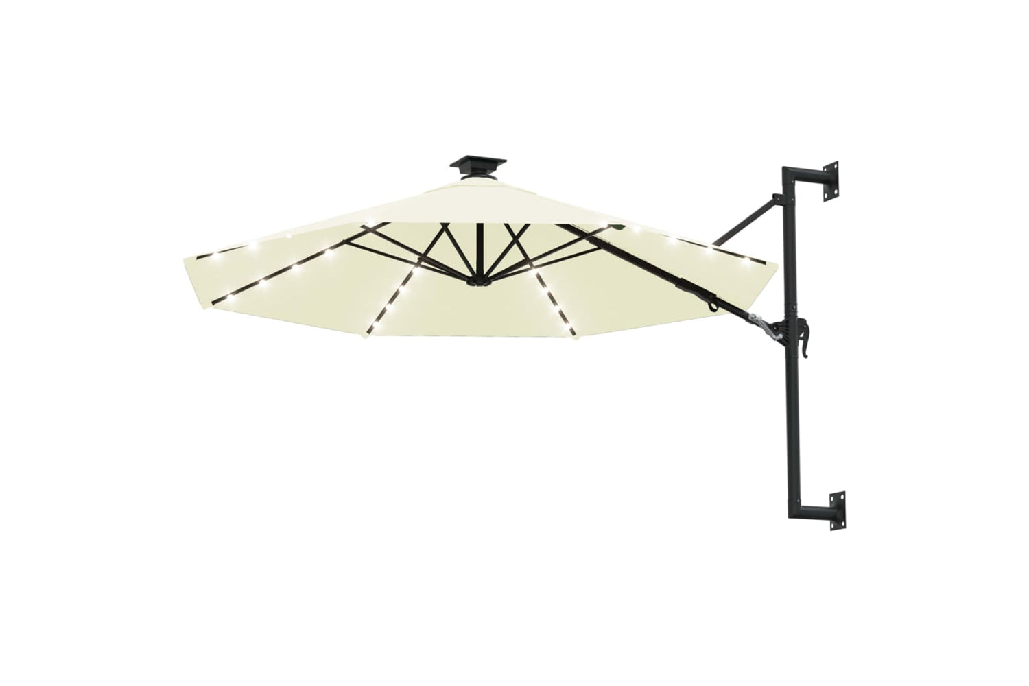 Vidaxl 312522 Wall-mounted Parasol With Leds And Metal Pole 300 Cm Sand-2