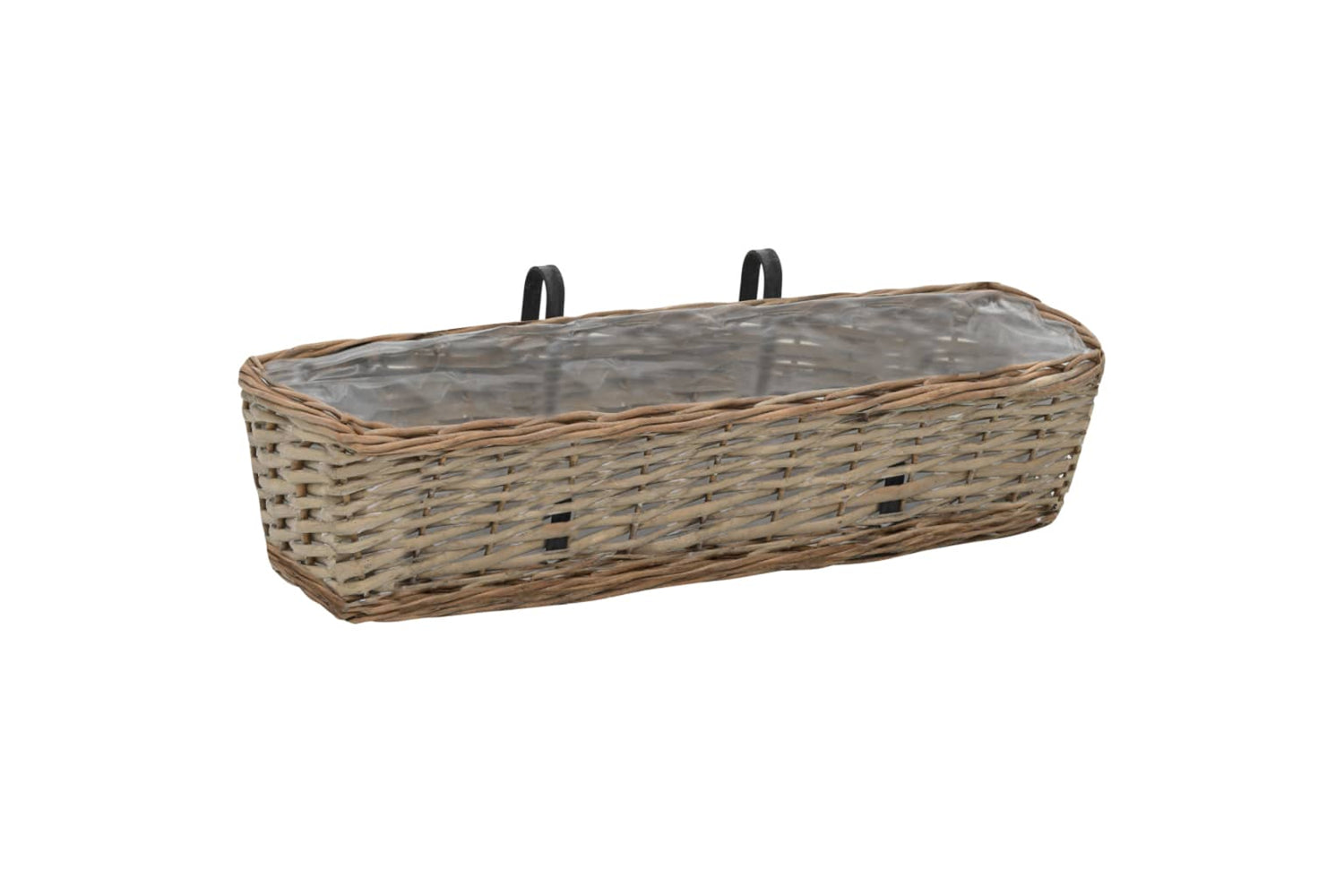 vidaXL 246829 Balcony Planter 2 Pcs Wicker With Pe Lining 60cm-2
