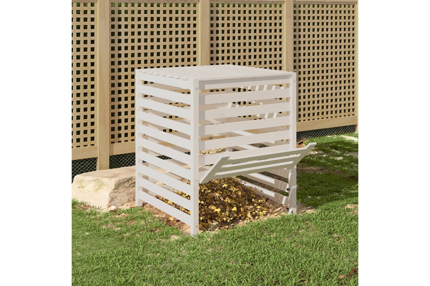 vidaXL 823816 Composter White 82.5x82.5x99.5cm Solid Wood Pine-2
