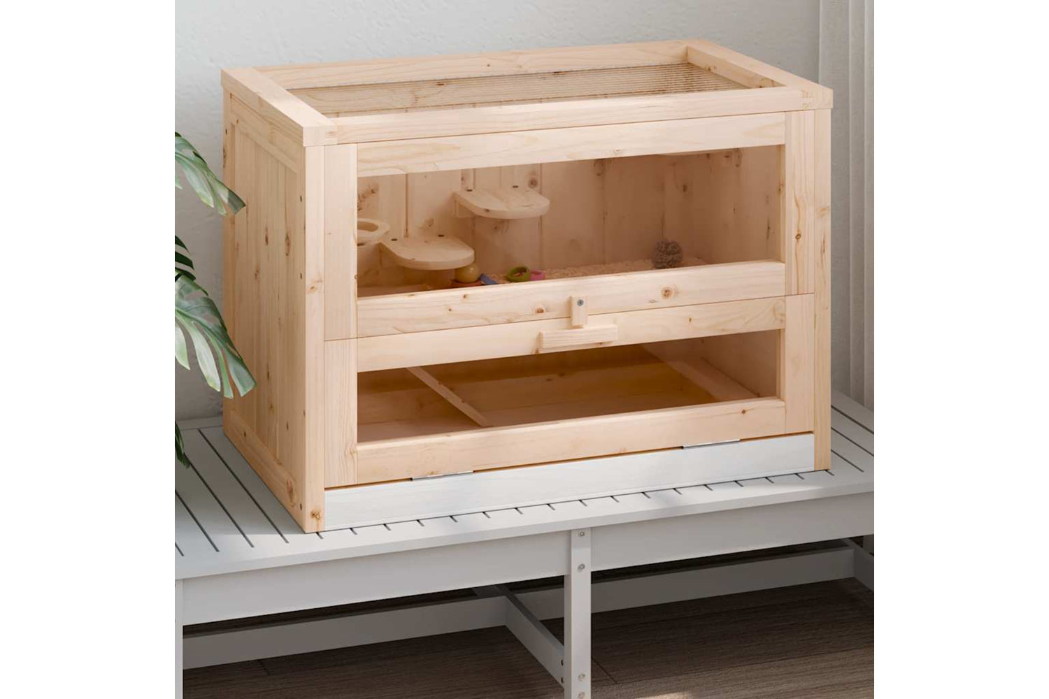 vidaXL 172378 Hamster Cage 60x35.5x42cm Solid Wood Fir-2