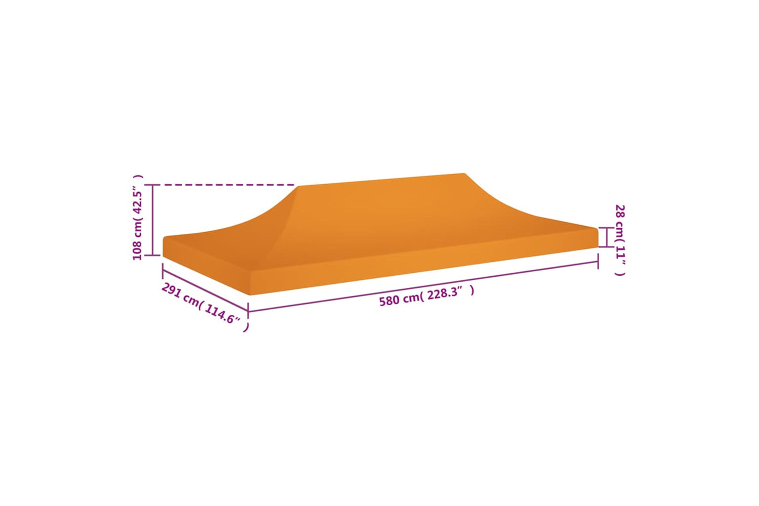 Vidaxl Party Tent Roof 6x3 M Orange 270 G/m2-6