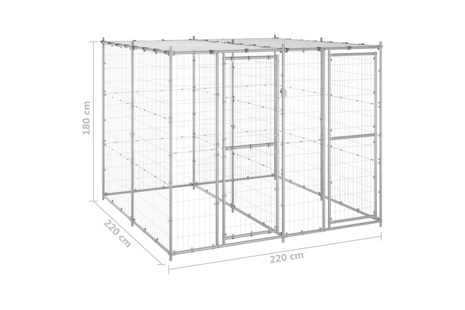 Vidaxl 3082271 Outdoor Dog Kennel Galvanised Steel With Roof 4.84 M2-6