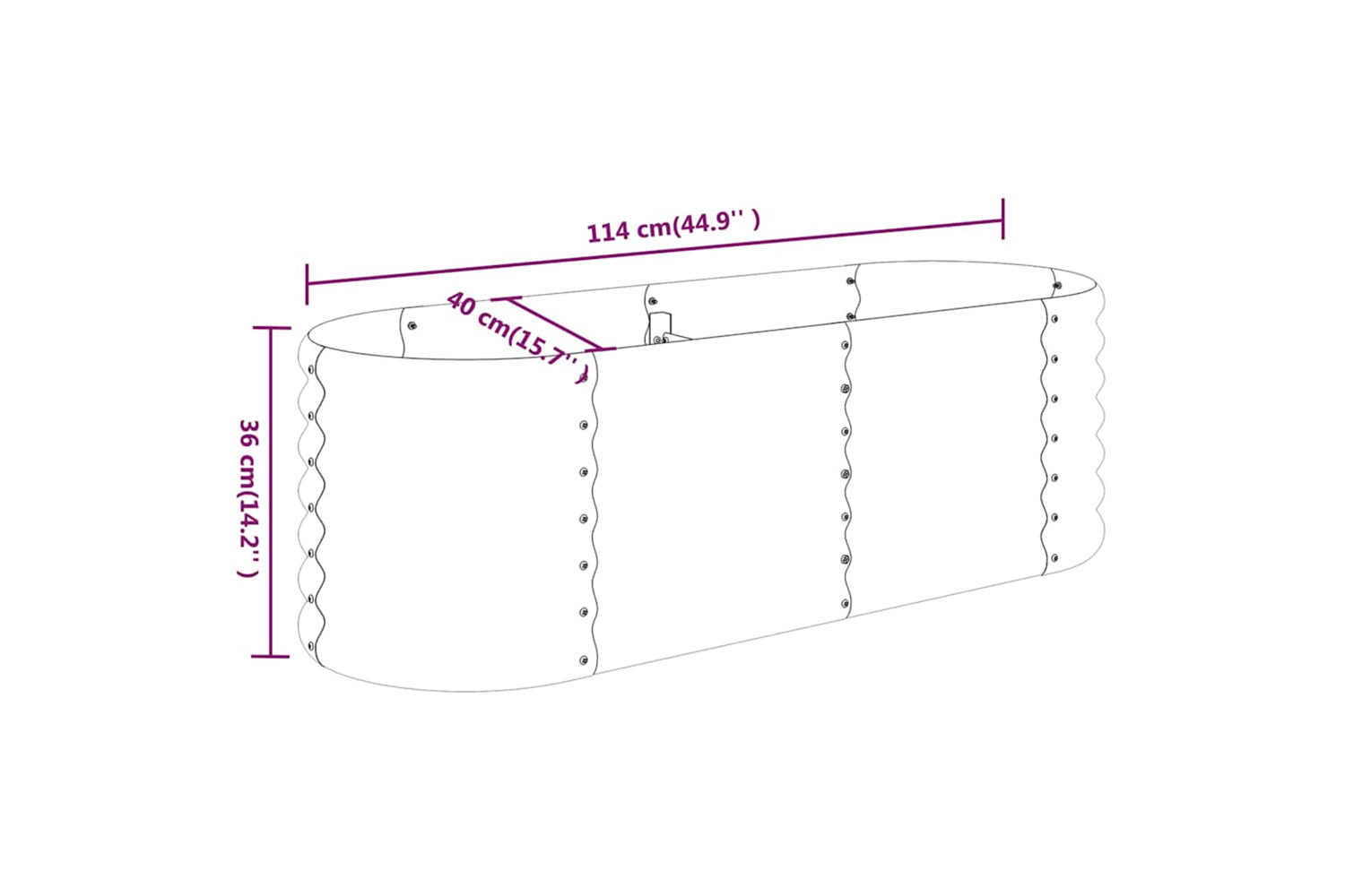 vidaXL 318864 Garden Raised Bed Powder-coated Steel 114x40x36cm Grey-5