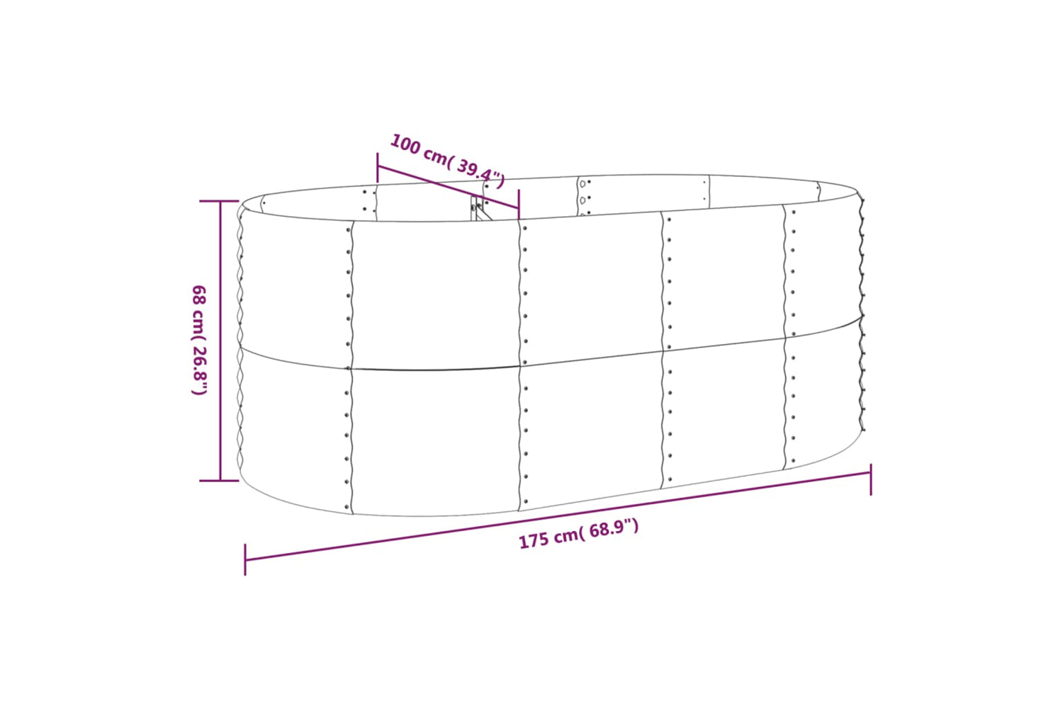 vidaXL 319062 Garden Raised Bed Powder-coated Steel 175x100x68cm Silver-5