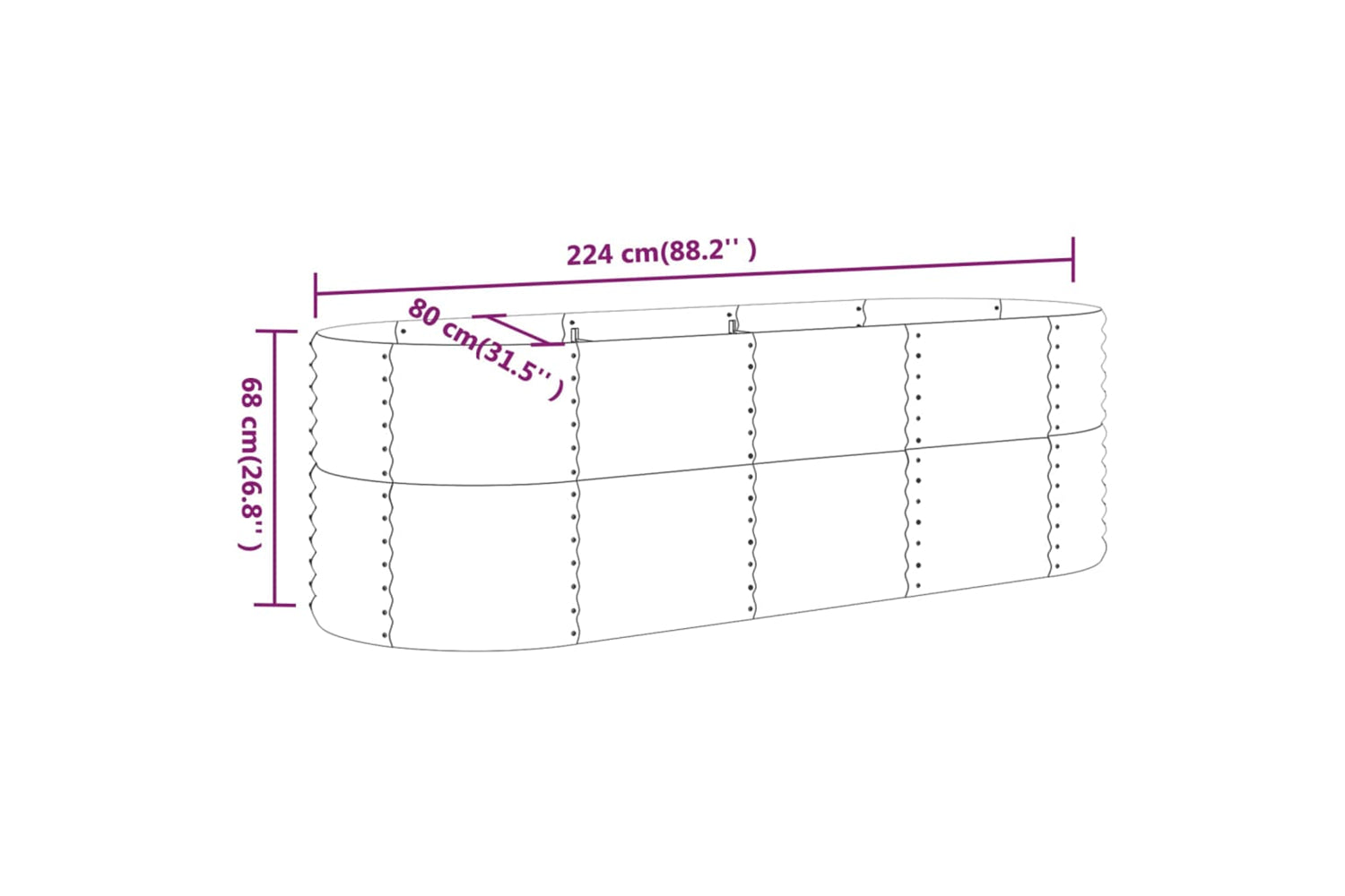 vidaXL 318953 Garden Raised Bed Powder-coated Steel 224x80x68cm Green-5