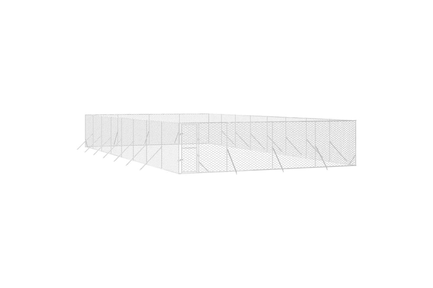 Vidaxl 3190466 Outdoor Dog Kennel Silver 8x16x2 M Galvanised Steel-2