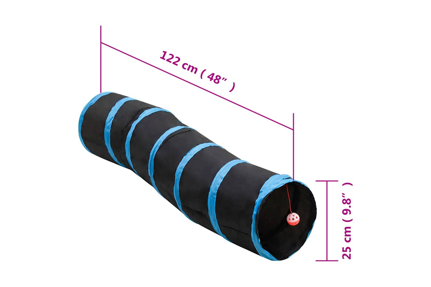 Vidaxl S-shaped Cat Tunnel Black And Blue 122 Cm Polyester-5