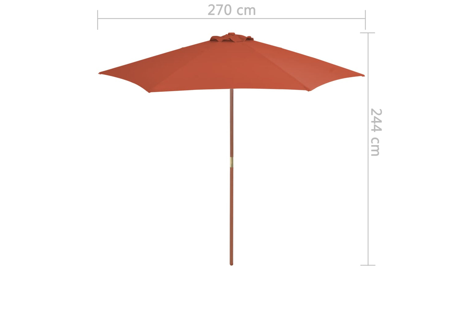 vidaXL 44518 Outdoor Parasol With Wooden Pole 270cm Terracotta-6