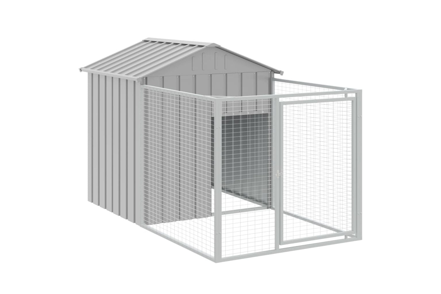 vidaXL 3189067 Dog House With Roof Light Grey 117x1017x123cm Galvanised Steel-5