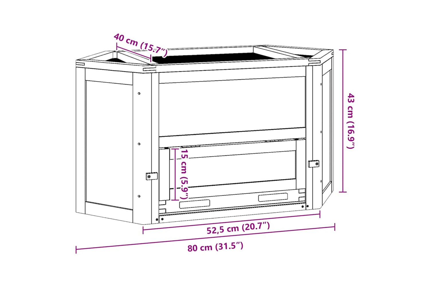 vidaXL 172379 Hamster Cage 80x40x43cm Solid Wood Fir-9