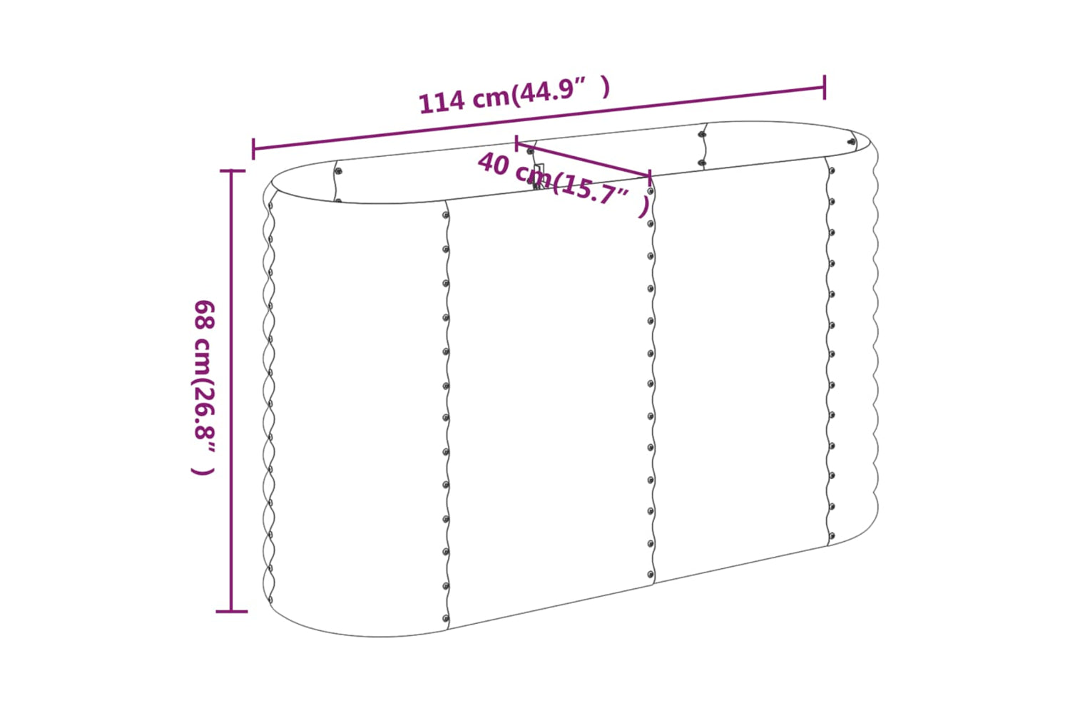 vidaXL 318892 Garden Raised Bed Powder-coated Steel 114x40x68cm Silver-5