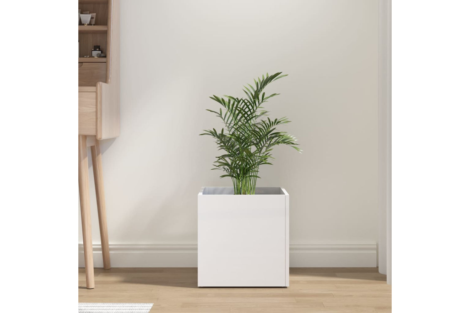 vidaXL 808798 Planter Box High Gloss White 40x40x40cm Engineered Wood-2