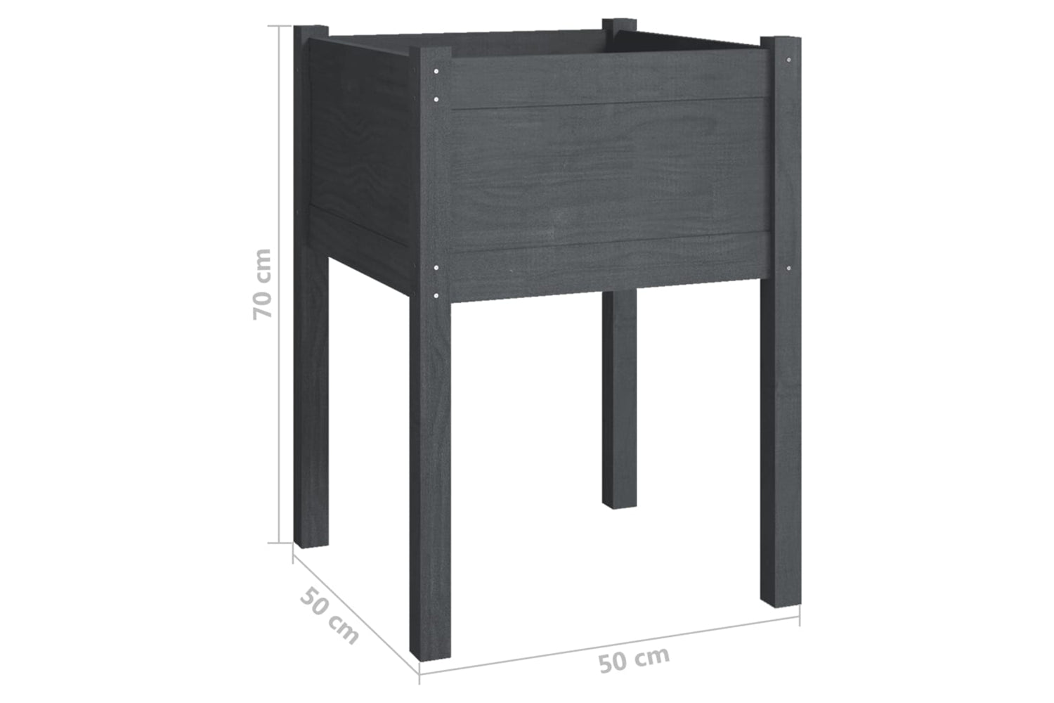 vidaXL 810803 Garden Planter Grey 50x50x70cm Solid Pinewood-6