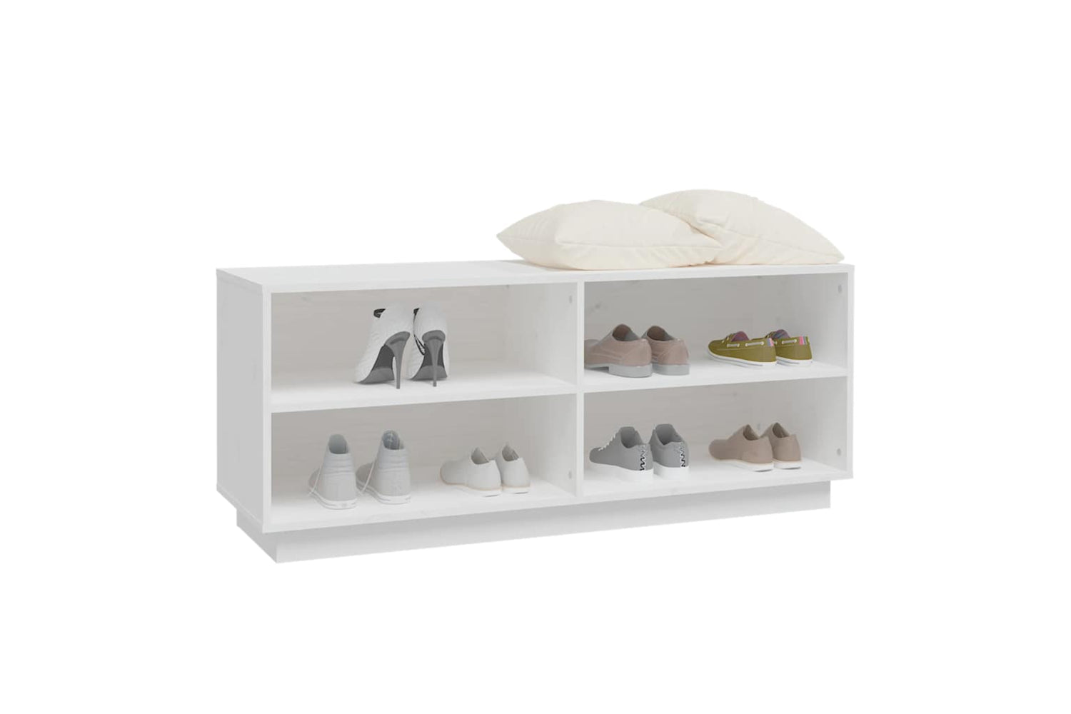vidaXL 813541 Shoe Cabinet White 110x34x45cm Solid Wood Pine-3