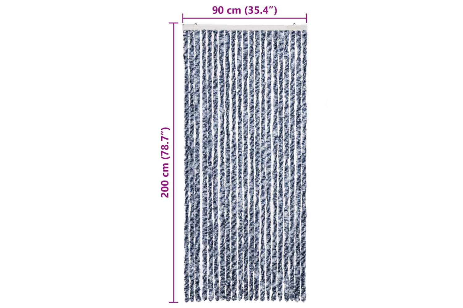 vidaXL Insect Curtain Blue And White 90x200cm Chenille-6