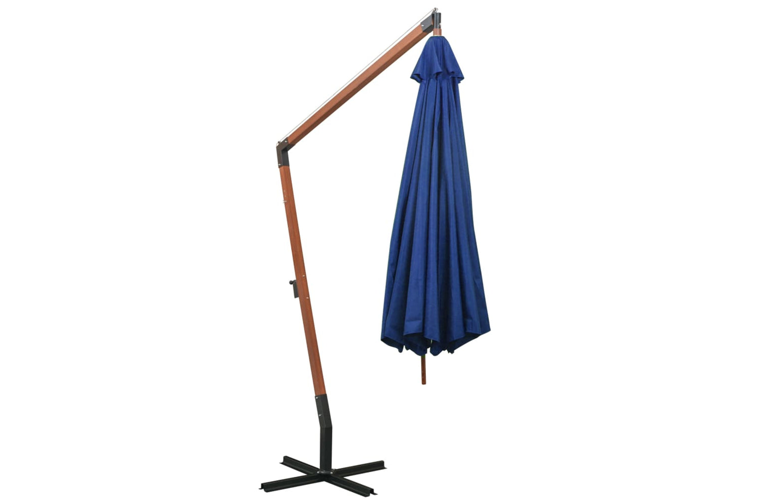 Vidaxl 313773 Hanging Parasol With Pole Azure Blue 3.5x2.9 M Solid Fir Wood-4