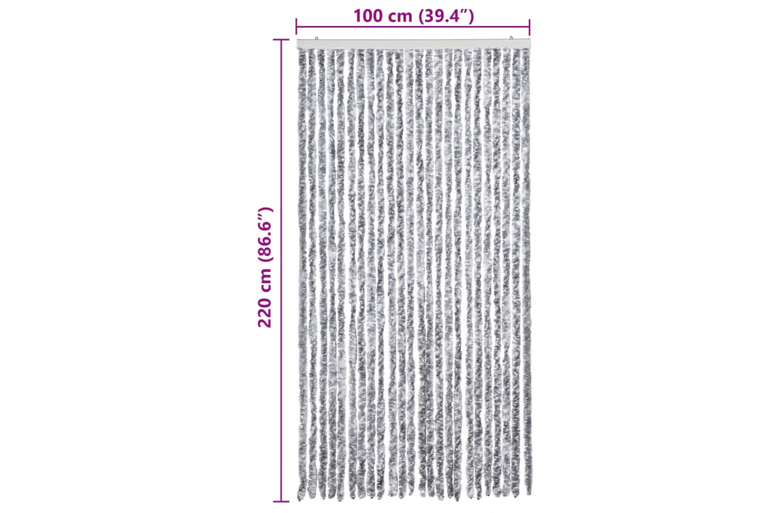 vidaXL Insect Curtain White And Grey 100x220cm Chenille-6