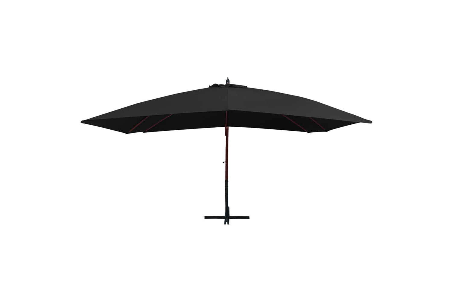 vidaXL 47122 Hanging Parasol With Wooden Pole 400x300cm Black-2